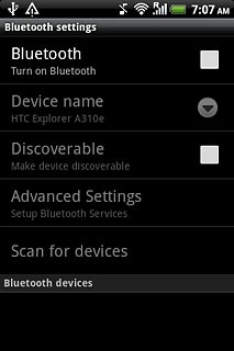 Press Bluetooth to turn on Bluetooth.