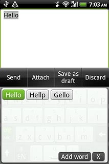 Press the required word to insert it.