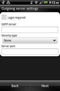 Press Login required to turn SMTP authentication on or off.If you turn on SMTP authentication:Follow the instructions on the display to key in the username and password for your email account.Please note that if you're using Vodafone's outgoing server, turn off SMTP authentication and leave the username and password fields empty.