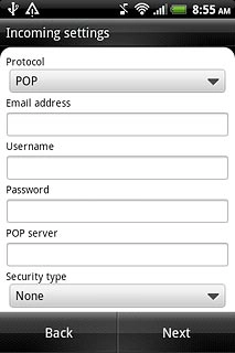 Press the field below Username and key in the username for your email account.