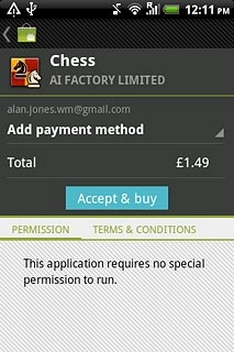 Press Accept & buy.Follow the instructions on the display to download and install the application.