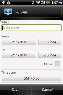 Press Event name and key in a subject for the appointment.