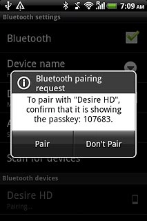 Check that the same access code is displayed on both devices and press Pair.You also need to accept the access code on the other device.The new device is displayed on the list of paired devices.