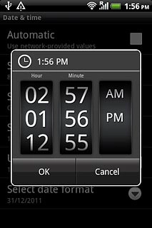 Slide the numbers up or down to set the time.