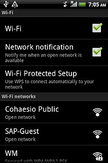 A list of Wi-Fi networks within range is displayed.Press the required Wi-Fi network.