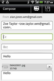 Press Cc or Bcc.Key in the first letters of the required contact.Matching contacts are displayed.