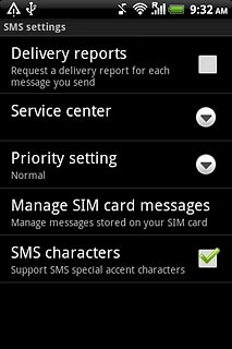 Press Delivery reports to turn the function on or off.