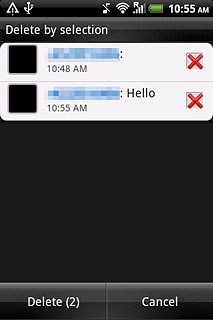 When a picture message is marked (X), it's selected.