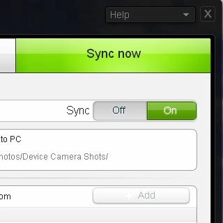 Select On below the required data type to turn on synchronisation of the specific data type.Follow the instructions on the screen to select settings for the required data types.