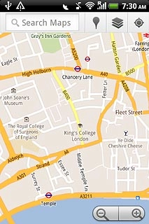 Press Search Maps and key in the required destination.Results matching what you key in are displayed.