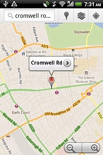 The selected destination is displayed as a point on the map.