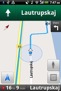 The travel time and your current position are displayed at the bottom of the display.Follow the verbal instructions or the instructions on the display to go to the selected destination.