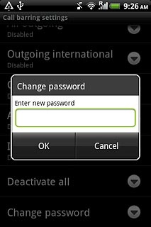 Key in the new barring password and press OK.