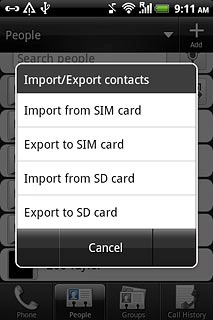 Press Export to SIM card.