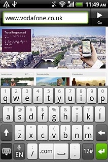 Key in the address of the required web page and press Go.