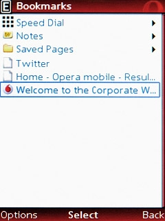 Highlight the required bookmark and press the Navigation key.