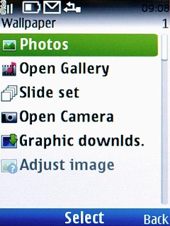 Highlight Photos, Open Gallery, Slide set or Open Camera.