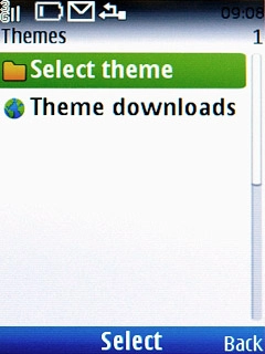 Scroll to Select theme and press the Navigation key.Go to the required folder.