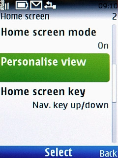 Scroll to Personalise view and press the Navigation key.A list of existing shortcuts is displayed.