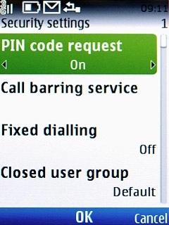 Highlight On or Off and press the Navigation key.