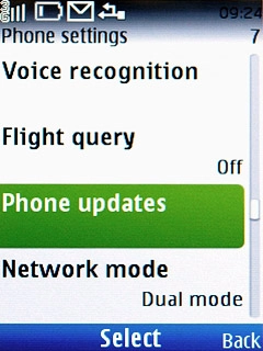 Scroll to Phone updates and press the Navigation key.