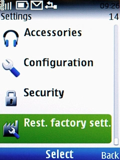 Scroll to Rest. factory sett. and press the Navigation key.