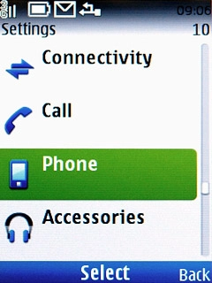 Scroll to Phone and press the Navigation key.