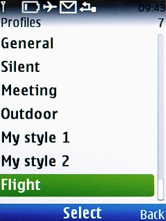 To turn off flight mode:Highlight a profile other than Flight and press the Navigation key.