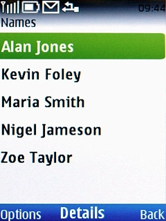 Highlight the required contact and press the Navigation key.
