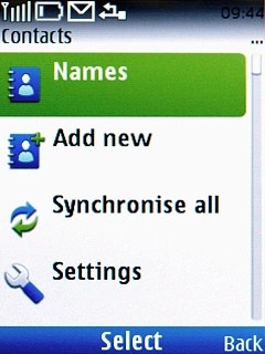 Scroll to Names and press the Navigation key.