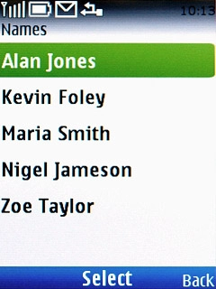 Highlight the required contact and press the Navigation key.