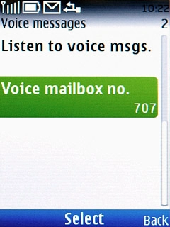 Scroll to Voice mailbox no. and press the Navigation key.