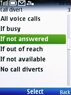 If you chose If not answered or If not available in step 2, you need to select a delay for the divert: