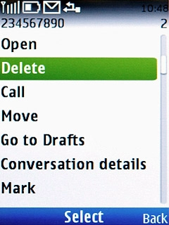 Scroll to Delete and press the Navigation key.