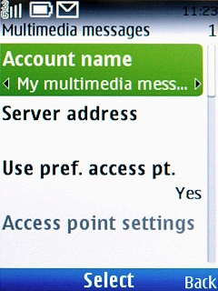 Scroll to Account name and press the Navigation key.