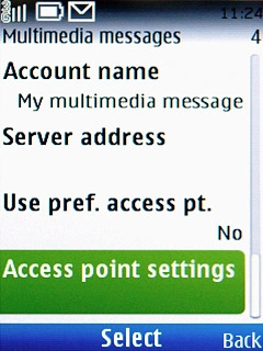 Scroll to Access point settings and press the Navigation key.
