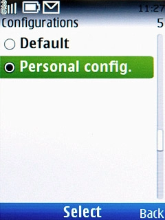Scroll to Personal config. and press the Navigation key.
