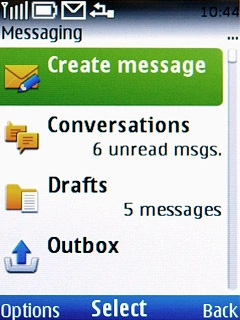 Scroll to Create message and press the Navigation key.