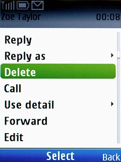 Scroll to Delete and press the Navigation key.