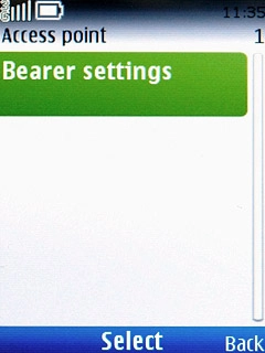 Scroll to Bearer settings and press the Navigation key.