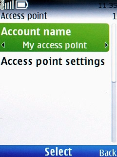 Scroll to Account name and press the Navigation key.