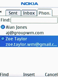 Highlight the required contact and press the Navigation key.Repeat the procedure to add more recipients.