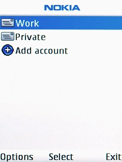 Highlight the required email account and press the Navigation key.