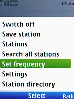 Scroll to Set frequency and press the Navigation key.