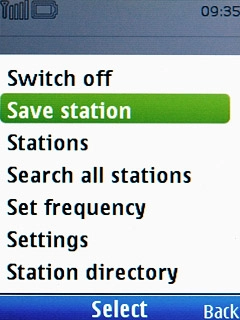 Scroll to Save station and press the Navigation key.