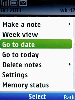 Scroll to Go to date and press the Navigation key.
