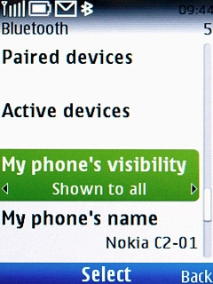 Scroll to My phone's visibility and press the Navigation key.
