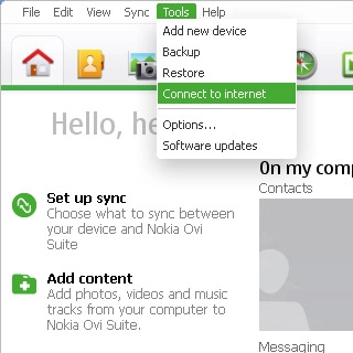 Select Connect to internet.An internet connection from your computer via your phone is established.