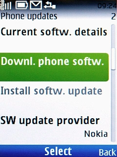 Scroll to Downl. phone softw. and press the Navigation key.