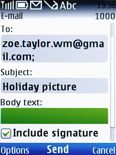 Scroll to Body text and write the text for your email message.